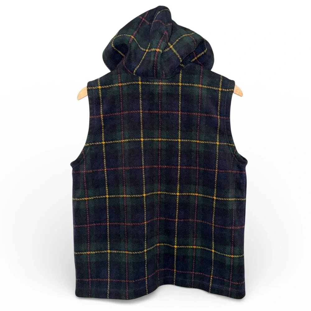 Vintage‎ Ralph Lauren Fleece Plaid Hooded Vest Soft Preppy Grunge - Picture 2 of 3